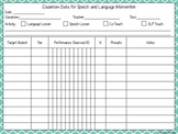 Classroom Data Chart for Speech and Language Intervention 