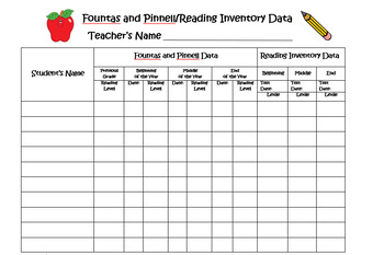 Preview of Data Collection Chart (Reading) EDITABLE
