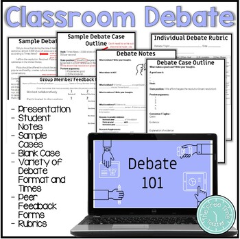 Preview of Classroom Debate Project - Presentation, Notes, Cases, Feedback, Rubric