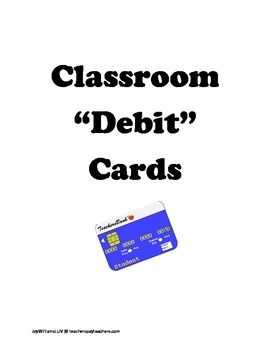 Preview of Classroom Debit Cards