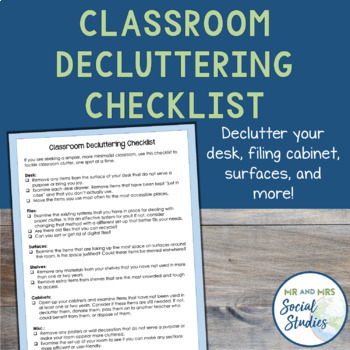 Preview of Classroom Decluttering Challenge Checklist