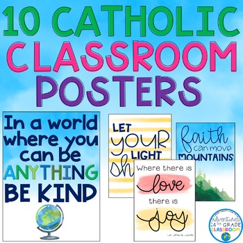 Preview of Classroom Decor: 10 Religious Posters | Catholic