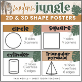 Classroom Decor | 2D and 3D Shape Posters | Neutral Jungle Theme