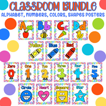 Preview of Classroom Decor Alphabet, Shapes, Colors, and Number BUNDLE