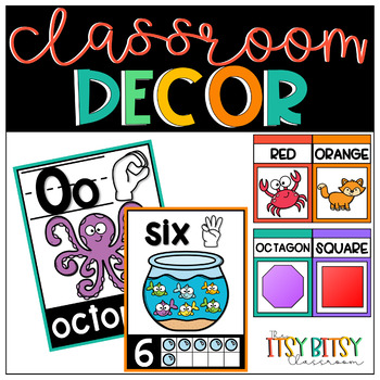Preview of Classroom Decor BUNDLE Kindergarten PreK Colors Shapes Letters Numbers