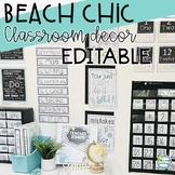 Classroom Decor Beach Theme EDITABLE Bundle Calming  Chic 