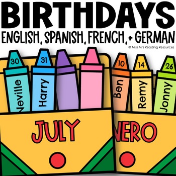 Preview of Classroom Decor Birthday Display Editable Crayon Birthday Bulletin Board