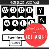 Classroom Decor - Black Ink only, Editable - WORD WALL