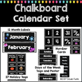 Classroom Decor Black and White Chalkboard Calendar with BONUS