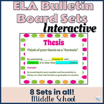 Preview of Classroom Decor Bulletin Board - Middle School Language Arts Pack