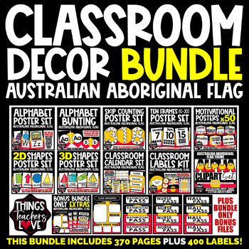 Preview of Classroom Decor Bundle - AUSTRALIAN ABORIGINAL FLAG CLASSROOM DECOR