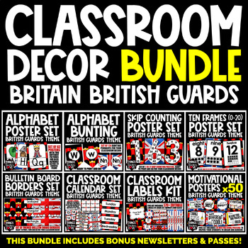 Preview of Classroom Decor Bundle - BRITAIN BRITISH GUARDS CLASSROOM DECOR