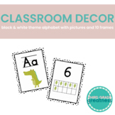 Classroom Decor - Black and White Alphabet with Pictures &