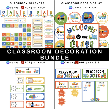 Classroom Decor Bundle - Blue Transportation Theme | Editable by ...