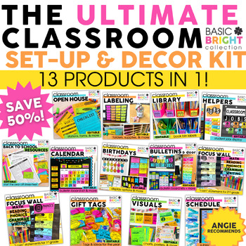 Preview of Classroom Decor Bundle Bright, Neutral, Black and White - Classroom Organization