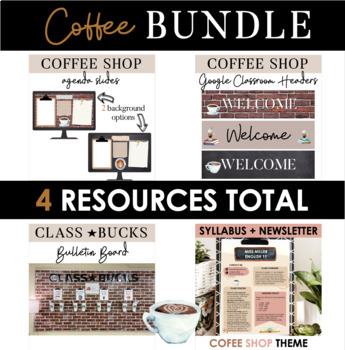 Preview of Classroom Decor Bundle: Coffee Shop Theme | Middle & High School Bulletin Board