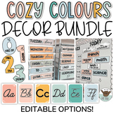 Classroom Decor Bundle | Cozy Modern Boho Colors Editable