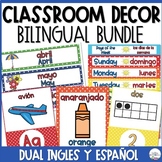 Classroom Decor Bundle - English and Spanish - Polka Dot D