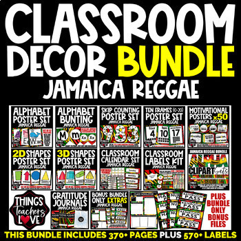 Preview of Classroom Decor Bundle - JAMAICA REGGAE CLASSROOM DECOR