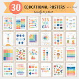 Classroom Decor Bundle, Set Of 30 Educational Posters, Mon