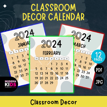 Preview of Classroom Decor Calendar 2024