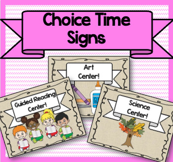 Preview of Classroom Decor: Choice Time Signs!  {Set of 8!}