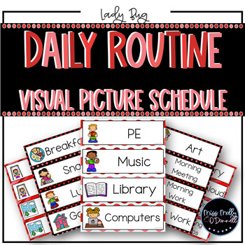 Classroom Decor | Classroom Daily Visual Schedule Cards | BLACK & RED
