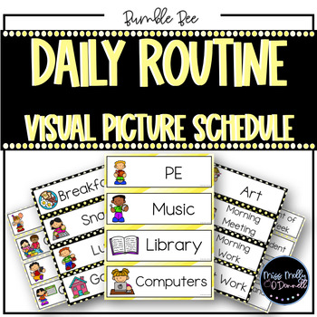 Classroom Decor | Classroom Daily Visual Schedule Cards | BLACK & YELLOW