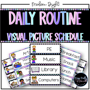 Classroom Decor | Classroom Daily Visual Schedule Cards | BRIGHT PASTEL