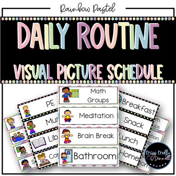 Classroom Decor | Classroom Daily Visual Schedule Cards | RAINBOW PASTEL