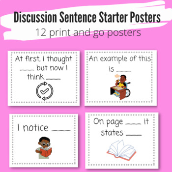 Preview of Classroom Decor: Discussion Sentence Starter Posters