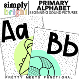 Bright Pastel Primary Alphabet Posters with Letter Sound Clipart