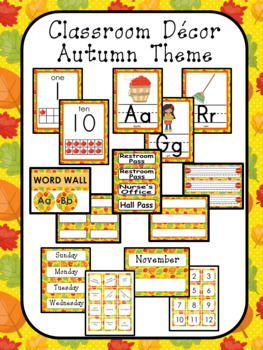 Preview of Classroom Decor Editable - Autumn Theme