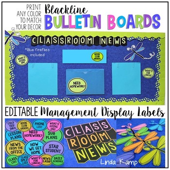 Preview of Classroom News and Editable Management Labels Bulletin Board Set