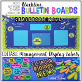Classroom News and Editable Management Labels Bulletin Board Set