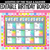 Classroom Decor - Editable Watercolor Birthday Board and B
