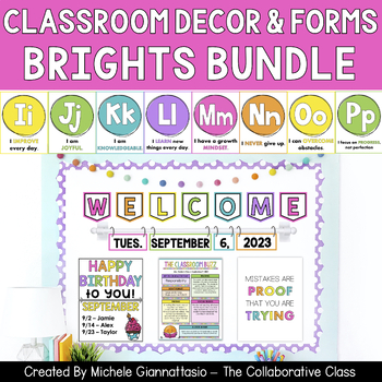 Preview of Classroom Decor & Forms | Brights Collection | Growing Bundle