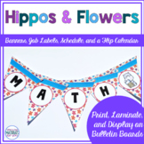 Classroom Decor Hippos and Flowers