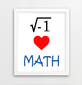 Preview of Classroom Decor - Math Poster "i heart math" pun wall art, high school, funny