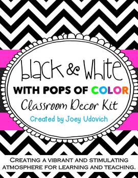 Preview of Classroom Decor Kit: Black and White with POPS of Color