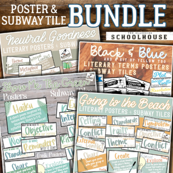 Preview of Classroom Decor: Literary Devices, Genre, & Literary Terms Posters/Subway Tiles