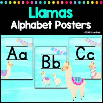 Preview of Classroom Decor Llamas Alphabet Posters