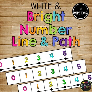 Preview of Classroom Decor Number Line and Number Path BRIGHT AND WHITE -100 to 300