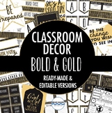 Classroom Decor Pack - Black and Gold Classroom Perfect fo