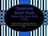 Classroom Decor Pack Blue Black Gray n White