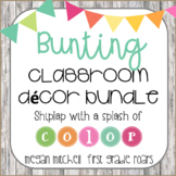 Classroom Decor Pack Bright Bunting and Shiplap