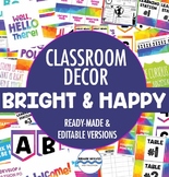 Classroom Decor Pack - Rainbow, Happy & Bright Class Decorations