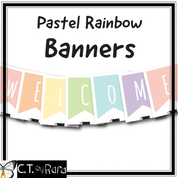 Preview of Classroom Decor | Pastel Rainbow Banners with White Letters