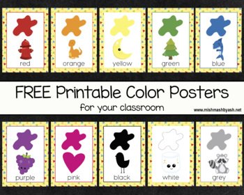 Preview of Classroom Decor - Printable Color Posters FREE