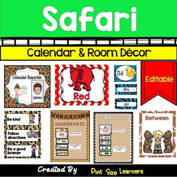 Preview of Safari Themed Classroom | Jungle Safari Classroom Decor  | Calendar | 2024 - 25